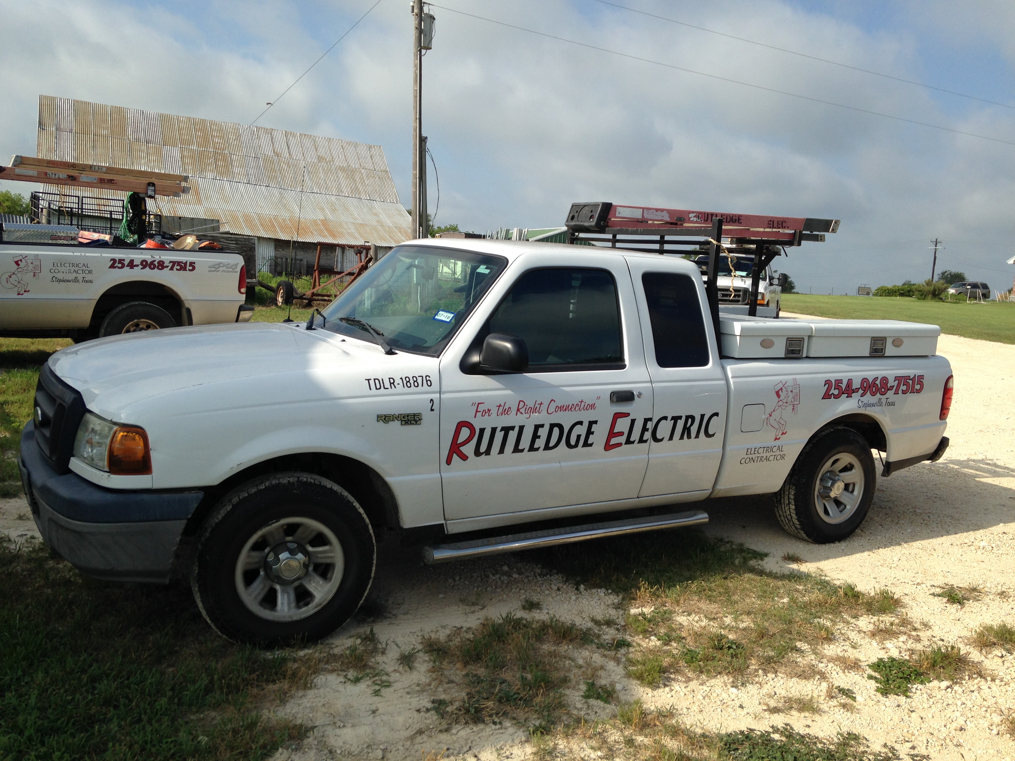 Rutledge Electric Ford Ranger pickup truck — TDLR 18876, electrical contractor Stephenville TX, For the Right Connection, 254-968-7515